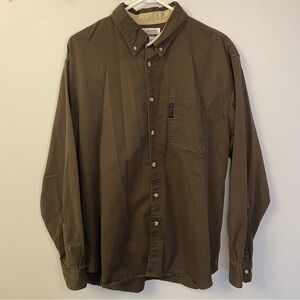Columbia Men's Brown Button-Down 100% Cotton Shirt